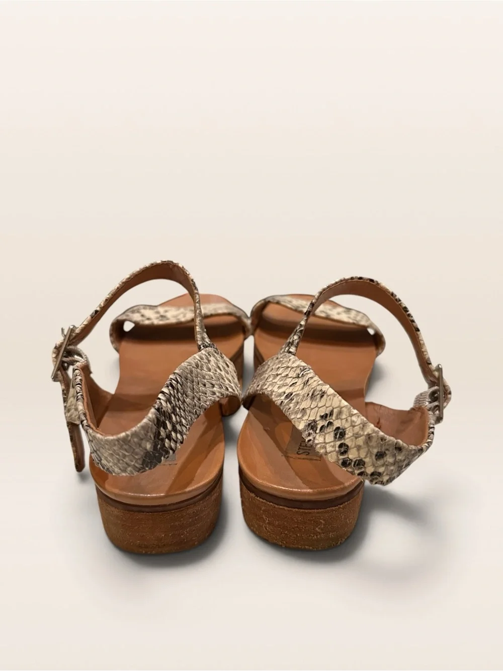 Steve Madden Aida Snake Print Leather Flatform Sandals Size 9M